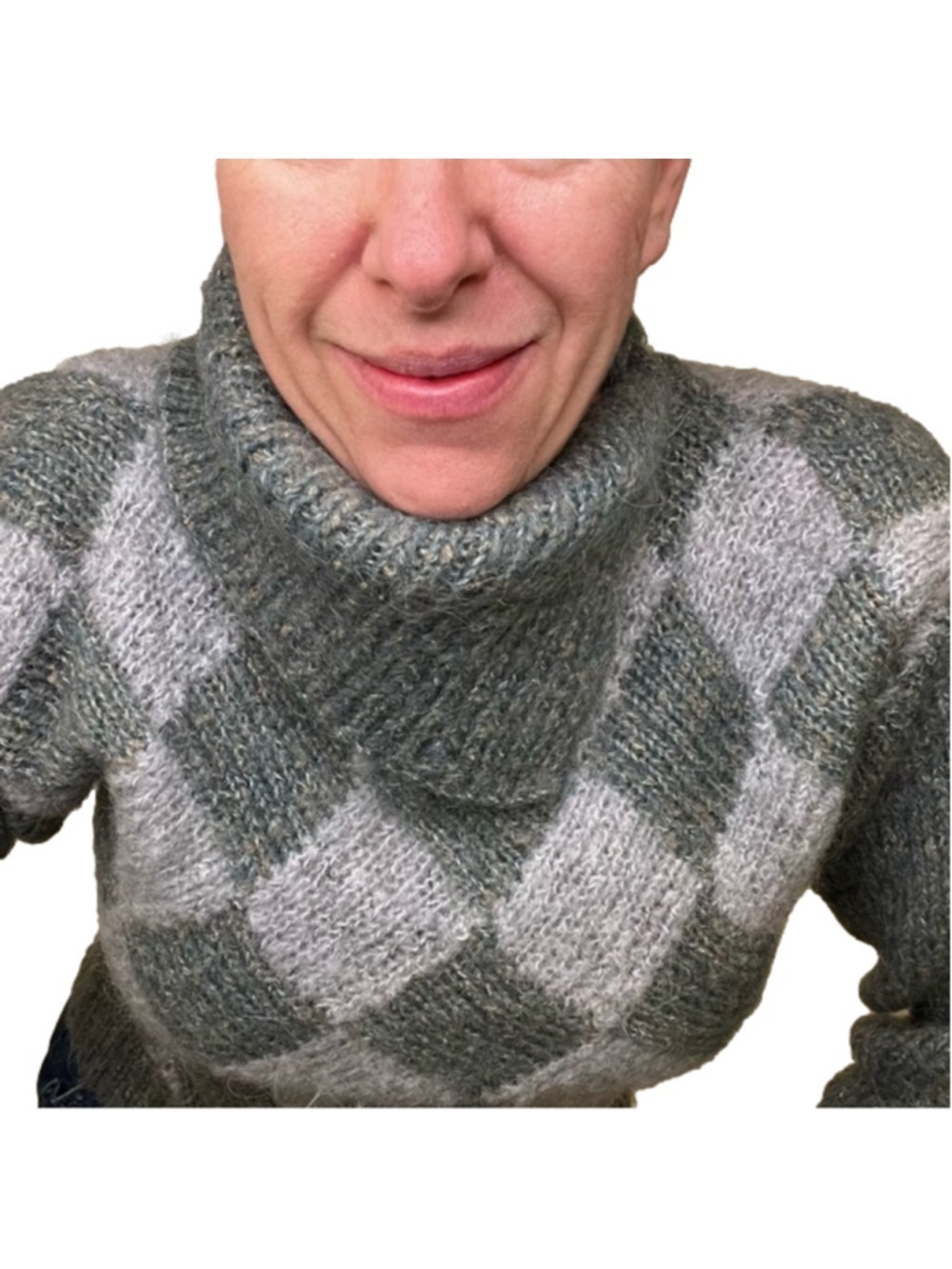 PIERRE CAVALLO Vintage Mohair Blend Diamond Pattern Sweater, S/M - Picture 2 of 10